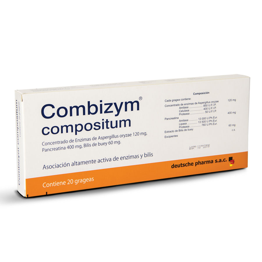  COMBIZYM 400 mg x 120 mg SANKYO x 20 Compositum Grageas299001
