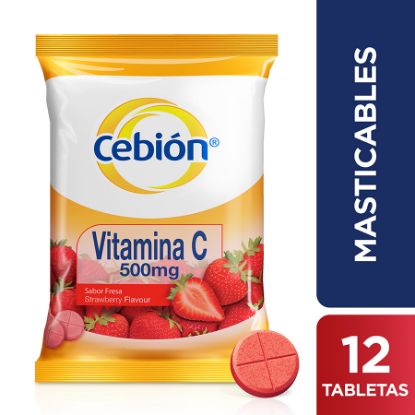  Vitamina C CEBION Fresa 500 mg Tableta Masticable x 12351412