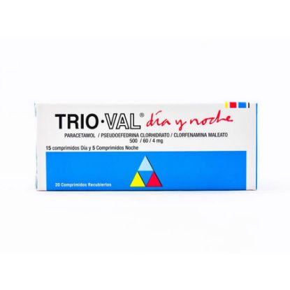  TRIOVAL 500 mg x 60 mg x 4 mg ECUAQUIMICA x 20 Día Noche Comprimidos357462