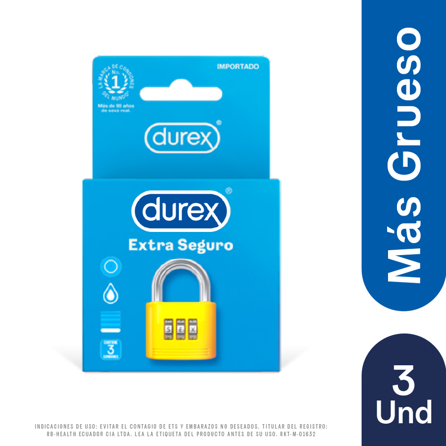  DUREX Condones Extra seguro 11847 Caja de 3 preservativos357548