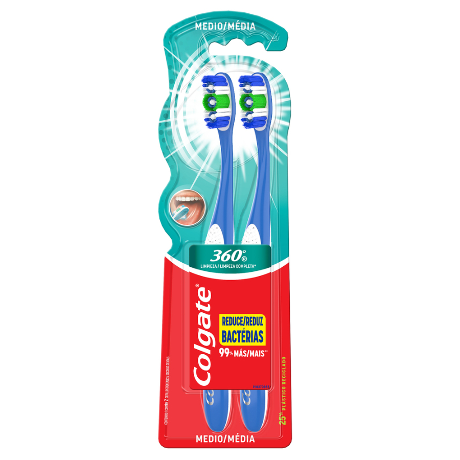  Cepillo Dental COLGATE 360º con Limpiador de Lengua  2 x 1364059