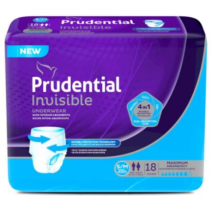Ropa interior adulto prudential invisible small/medium  18 unidades 406534
