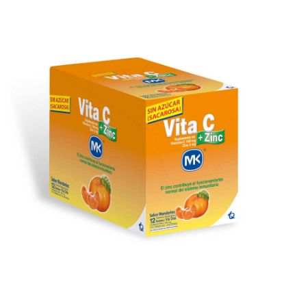 Vitamina c vita-c zinc de mandarina  500 mg x 5mg tableta masticable x 12 408010