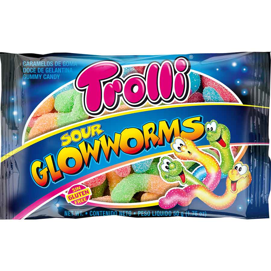 Trolli sour glowworms gomitas 50 g 421272