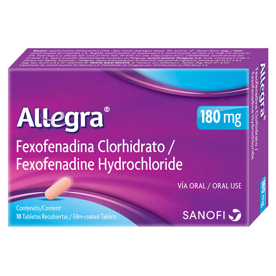 ALLEGRA 180MG SANOFI - CH Tabletas Recubiertas 425619