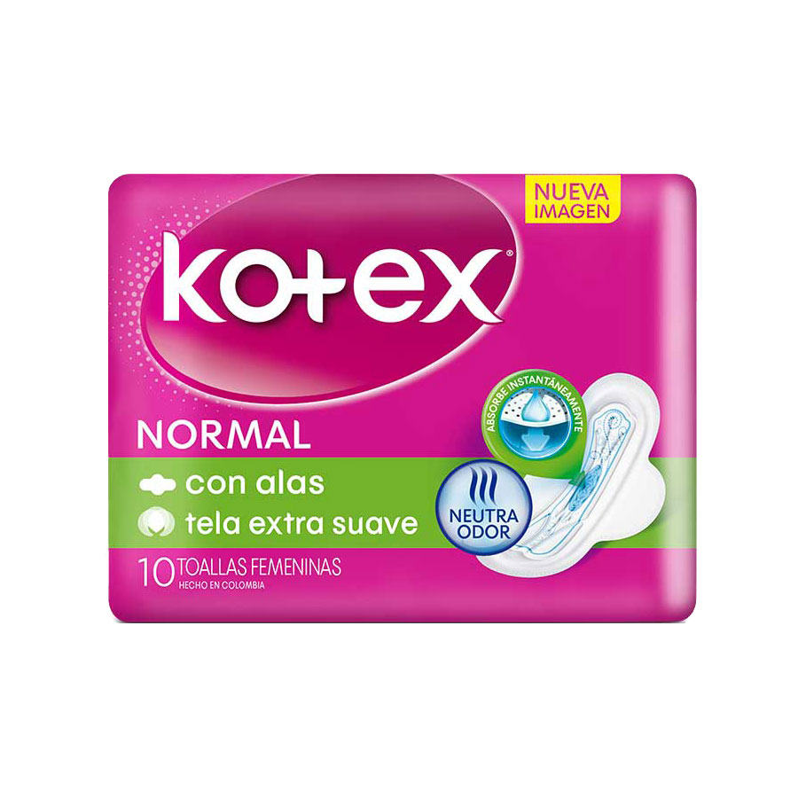  Toalla Sanitaria KOTEX Normal con Alas Tela 10 unidades425727