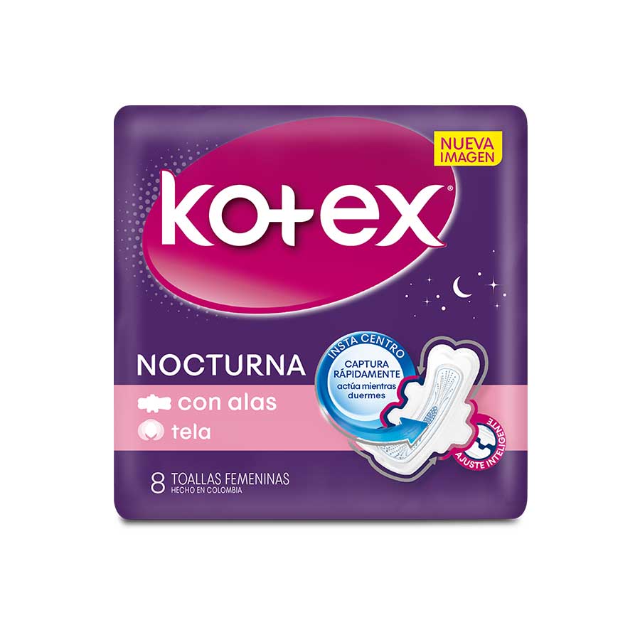  Toalla Sanitaria KOTEX Nocturna con Alas 8 unidades426047