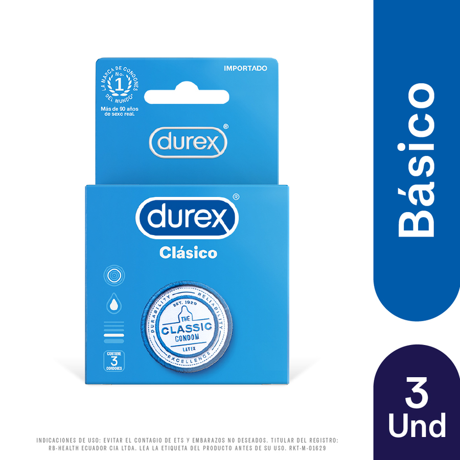  DUREX Condones Clásico Caja de 3 preservativos426101