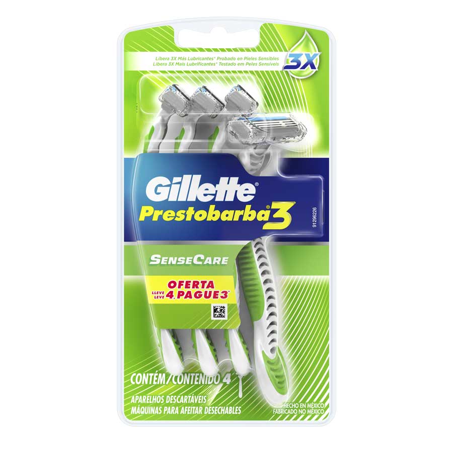  Afeitadora GILLETTE 3 Sensitive Care 4 unidades426478