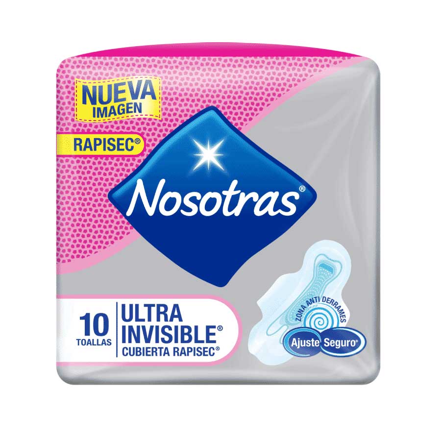  Toalla Sanitaria NOSOTRAS Ultrainvisible Cubierta Rapigel x 10 unds426674