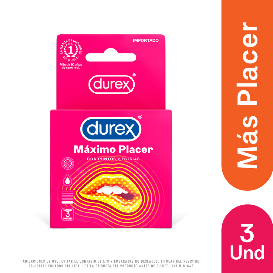  DUREX Condones Máximo Placer Caja de 3 preservativos426978