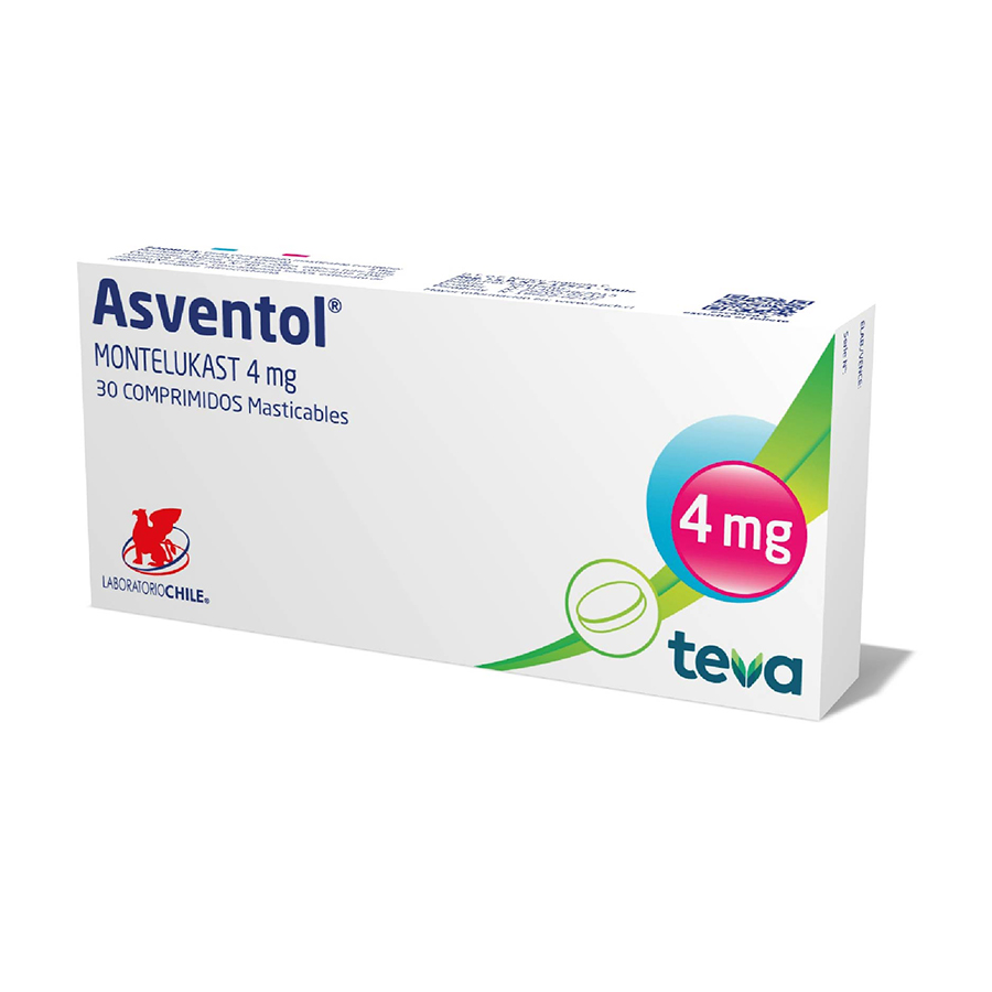 ASVENTOL 4MG DYVENPRO REPRESENTACIONES LAB CHILE LINEA GENERAL Comprimidos Masticables 427275