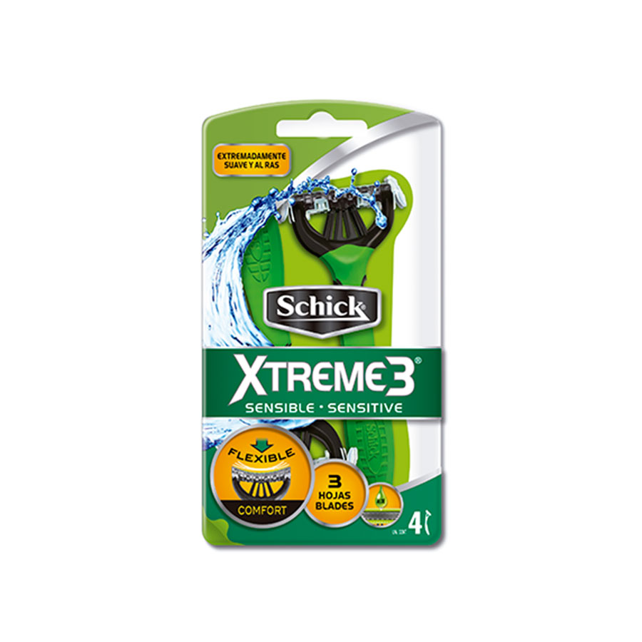  Afeitadora Desechable SCHICK Xtreme 3 Sensitive 4 unidades427684