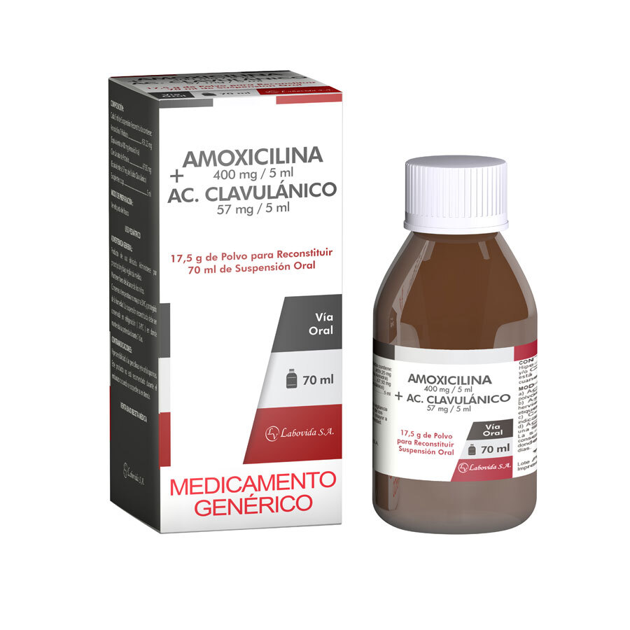 AMOXICILINA+ACIDO CLAVULANICO 400/57MG LABOVIDA Suspensión 428077