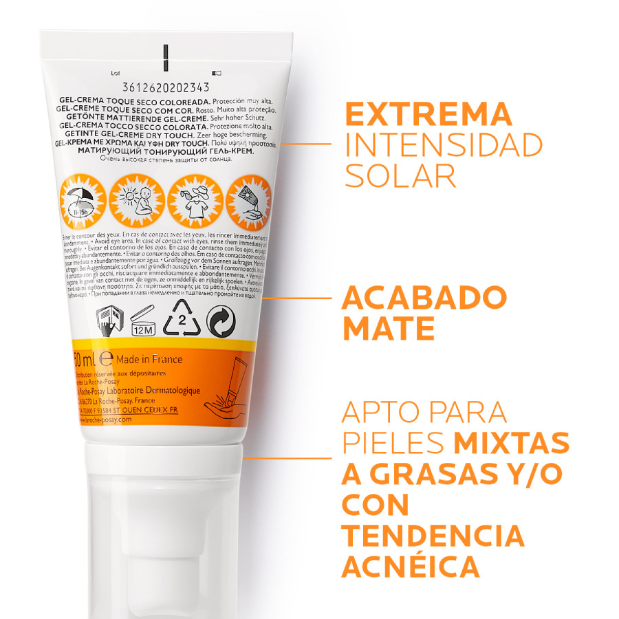  Bloqueador LA ROCHE-POSAY Anthelios Toque Seco Con Color SPF50+ FPS 50 50 ML428426