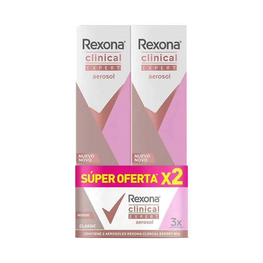  Desodorante Femenino REXONA Clinical Expert Classic Promoción Aerosol 91 g x 2428974