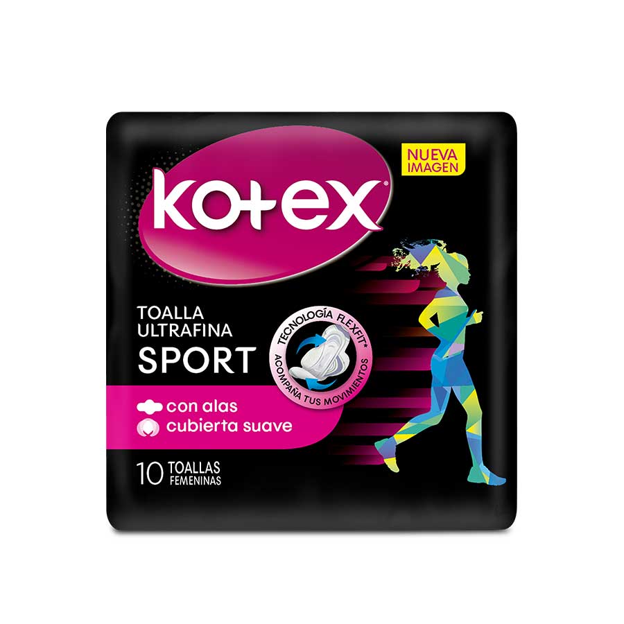 Toalla sanitaria kotex sport ultra fina flex fit 10 unidades 458215