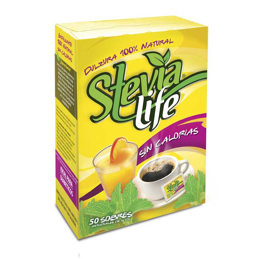 Endulzante stevia sweet life en polvo 50 sobres 459945