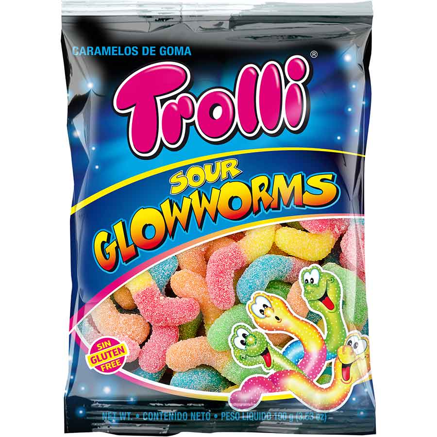 Trolli sour glowworms gomitas 100 g 460273