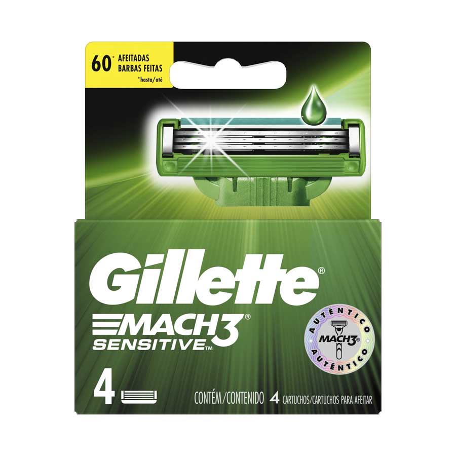 Repuesto de afeitadora gillette mach3 sensitive 4 unidades 460498