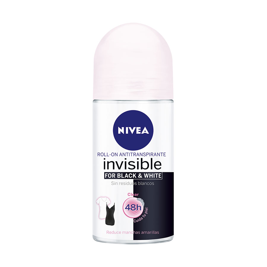 Desodorante nivea invisible black & white mujer roll-on 50 ml 460519