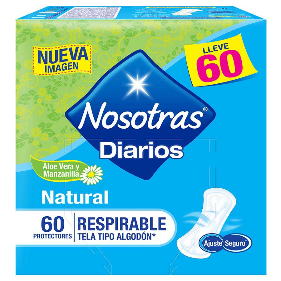 Protectores diarios nosotras natural respirables x 60 unds 460610