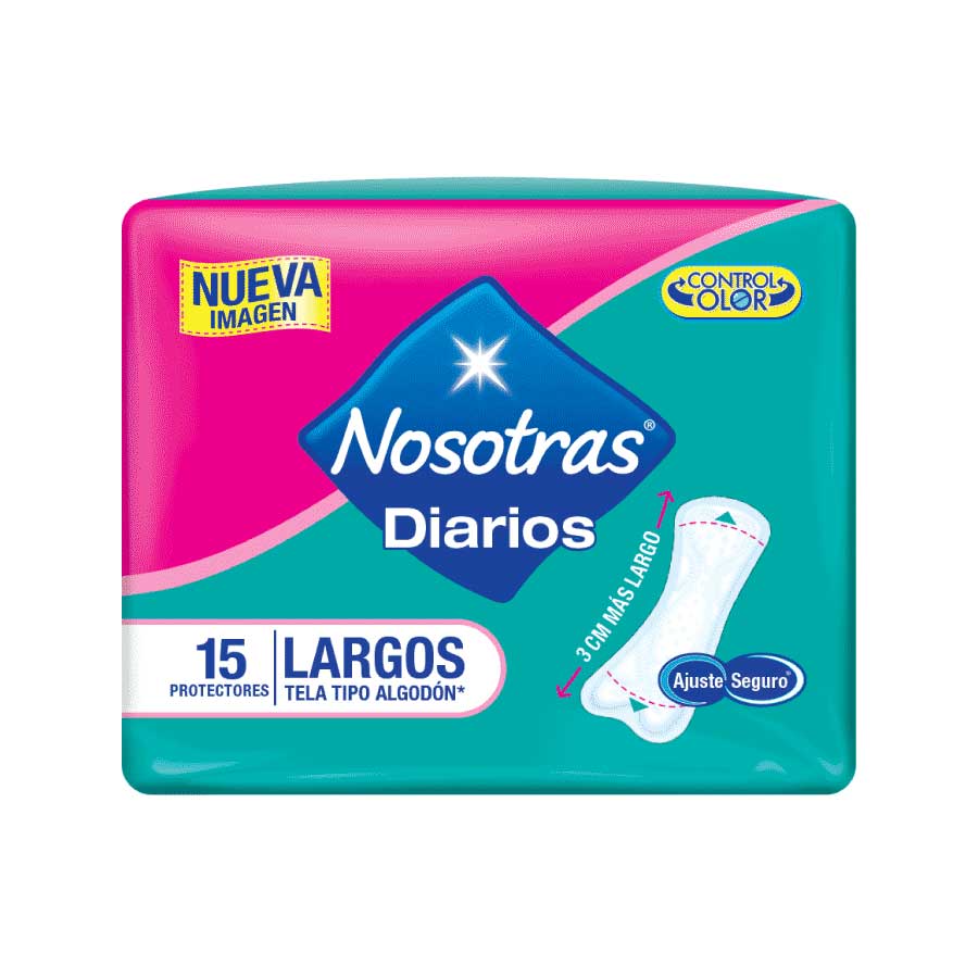 Protectores diarios nosotras largos control olor x 15 unds 460836