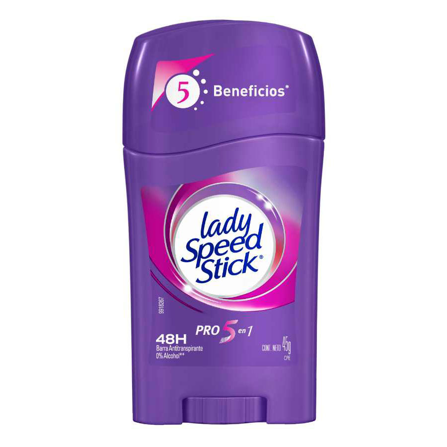 Desodorante femenino lady speed stick 5 en 1 en barra 45 g 460973