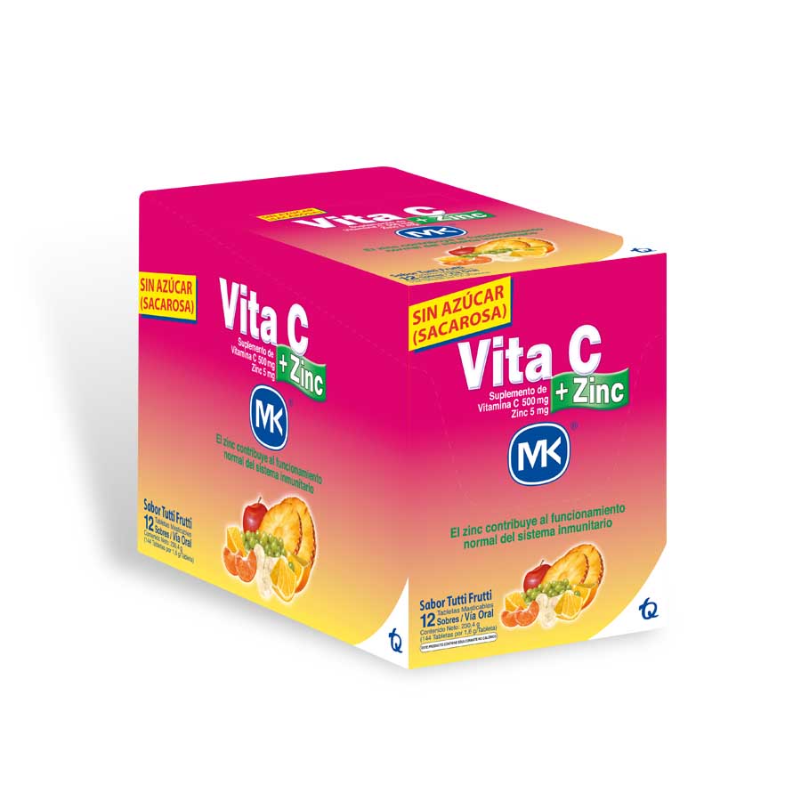 Vitamina c vita-c frutas 500 mg x 5 mg tableta masticable x 12 461091