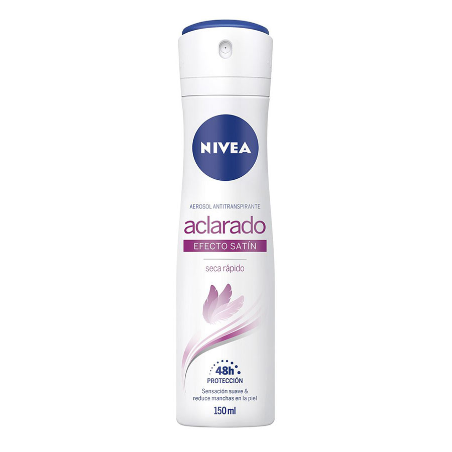 Desodorante femenino nivea aclarante efecto satín aerosol 150 ml 461262