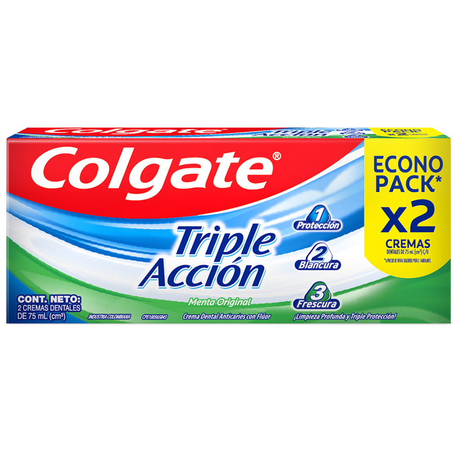 Crema dental colgate triple acción 2 x 75 ml 461288