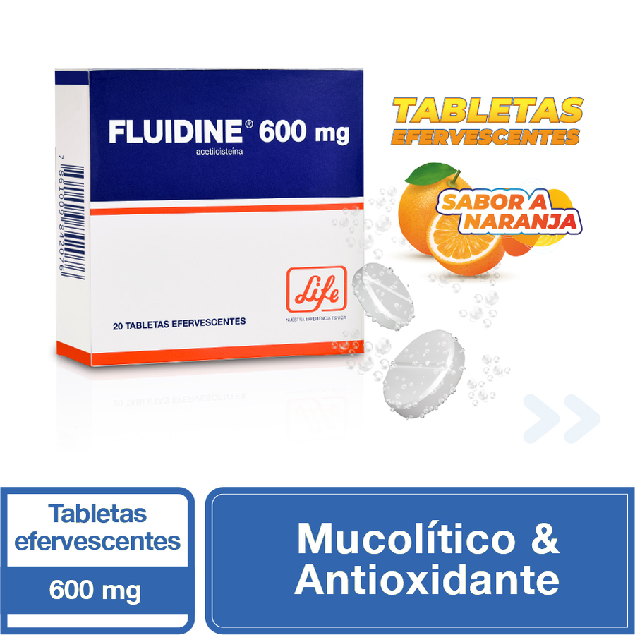 Fluidine 600 mg tabletas efervescentes x 20 461295