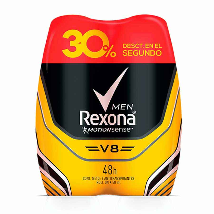 Rexona roll on v8  desodorante 50 ml x 2 461309