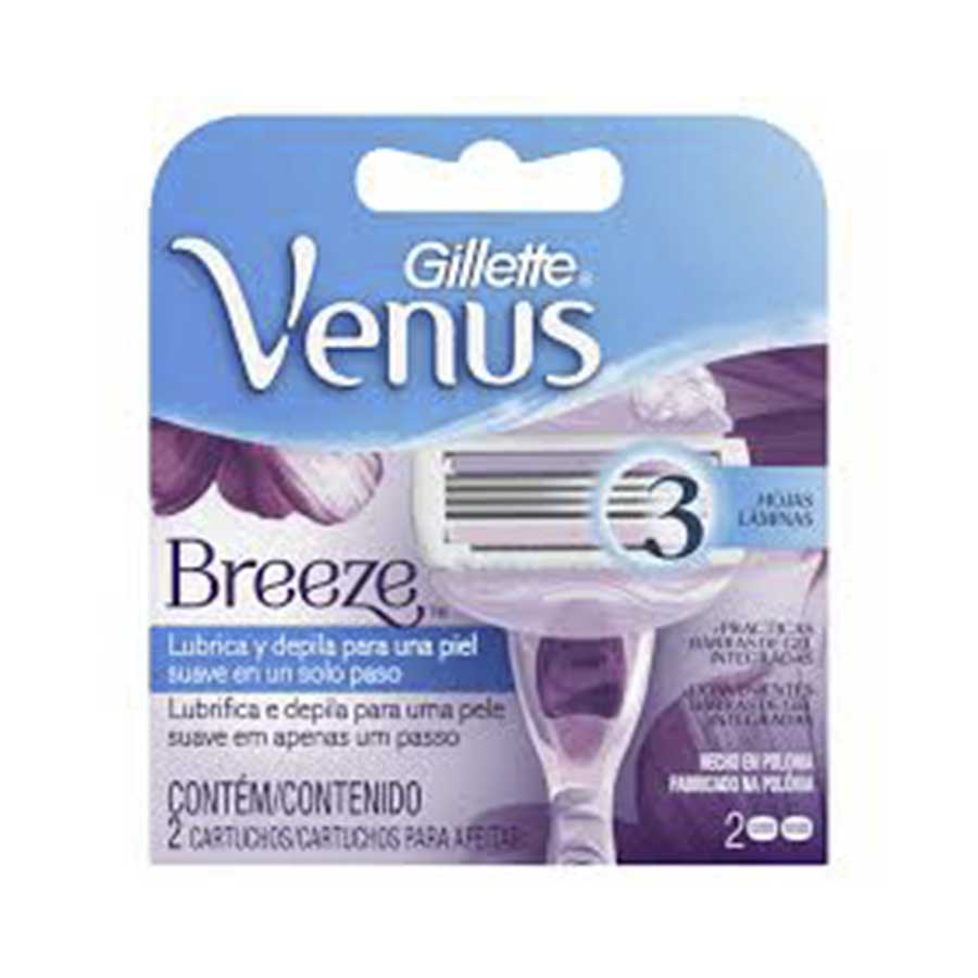 Repuesto de afeitadora gillette venus breeze suave estándar 2 unidades. 461376