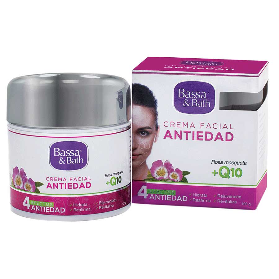 Crema facial bassa & bath rosa mosqueta q10 antiedad  100 ml 462133