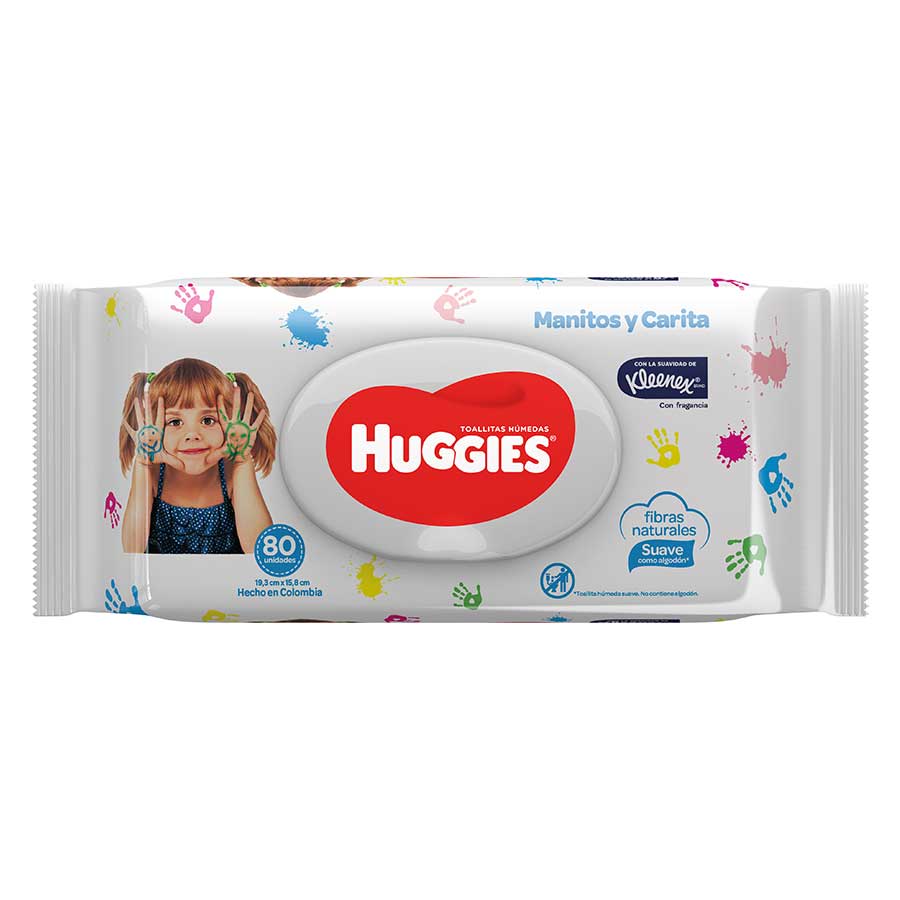 Toallita húmeda huggies simply clean mano y cara 80 unidades 462545