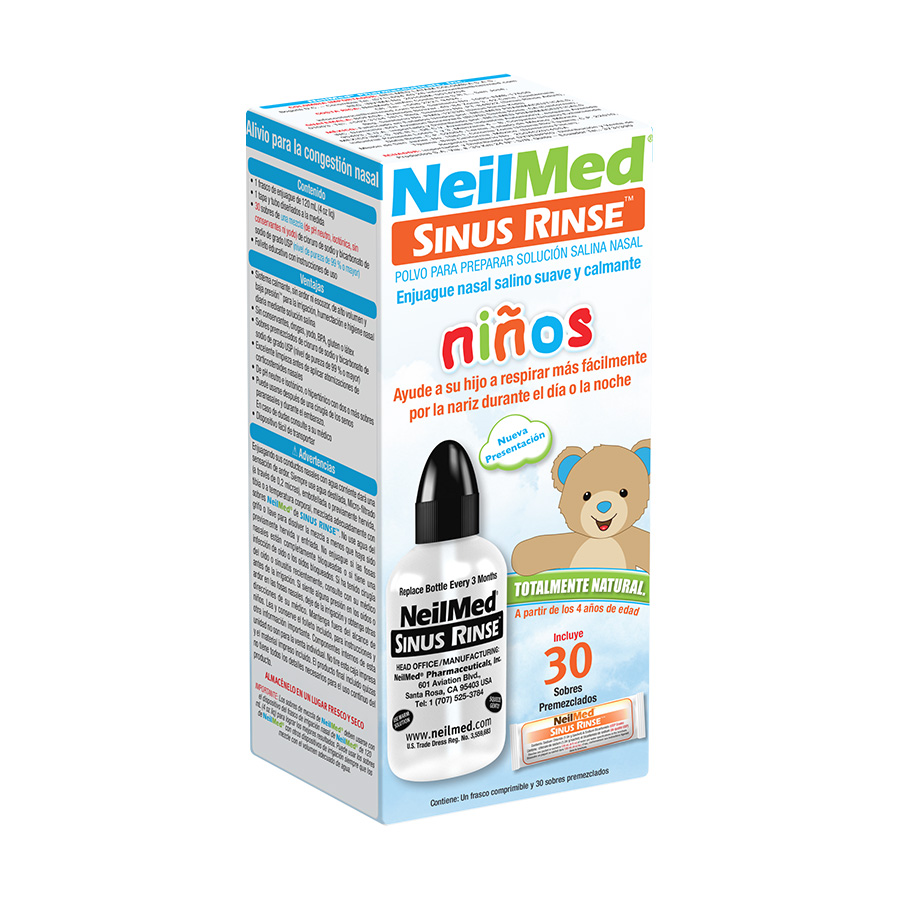 Neilmed sinus rinse sinus rinse niño en polvo + solución para enjuague  en polvo 30 sobres 463255