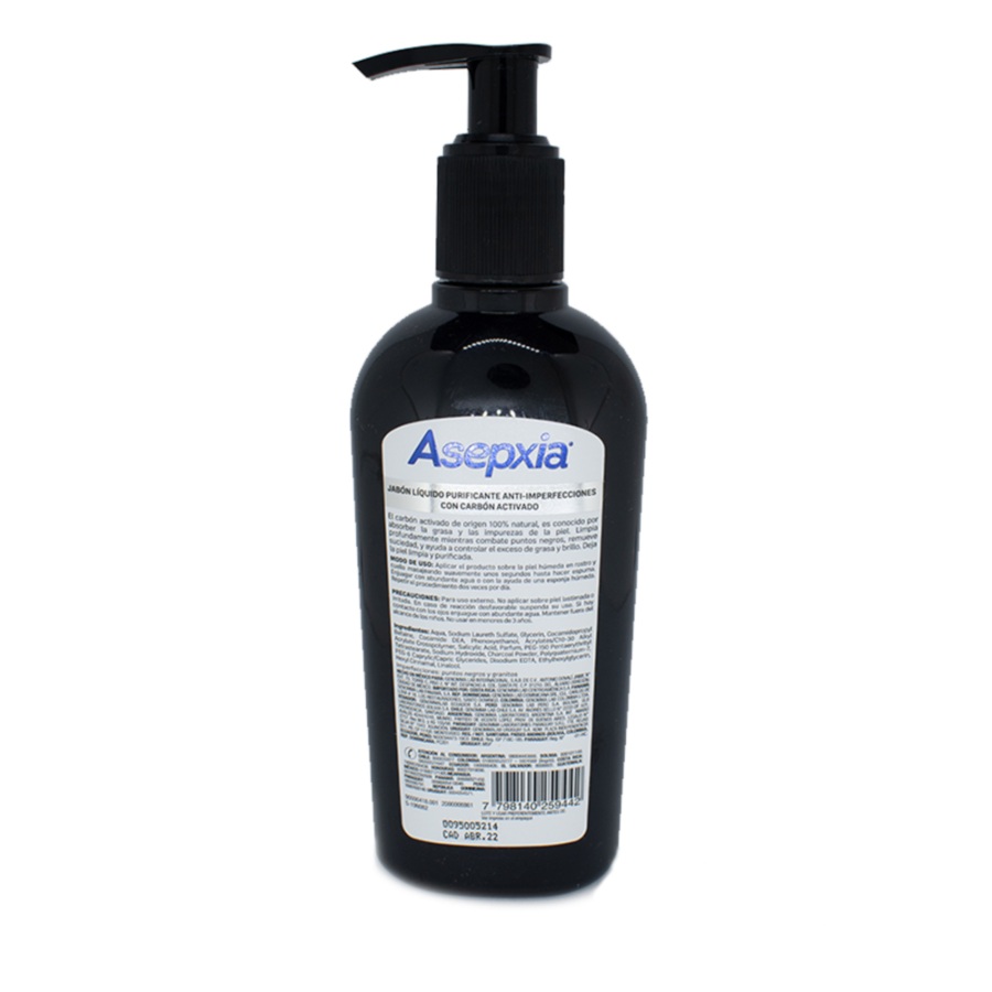 Jabón líquido asepxia carbón 200ml 463456